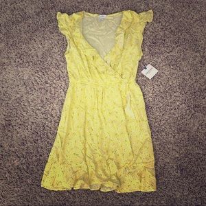 Floral Yellow Vneck dress